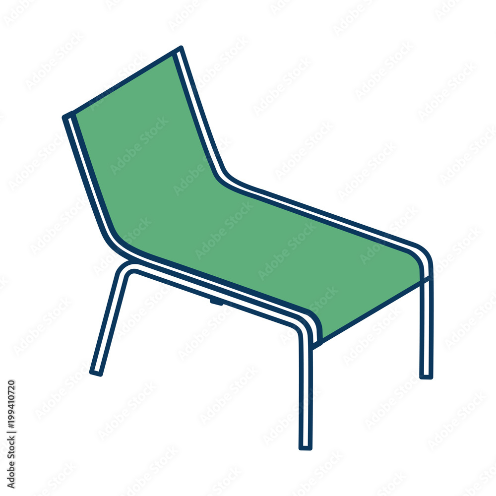 wooden beach chair relaxing comfort vector illustration green and blue