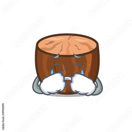 Crying nutmeg mascot cartoon style