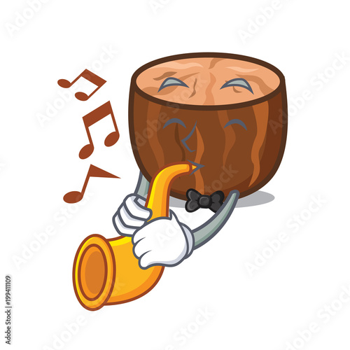 Trumpet nutmeg mascot cartoon style
