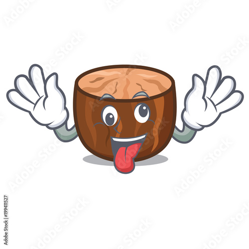 Crazy nutmeg mascot cartoon style