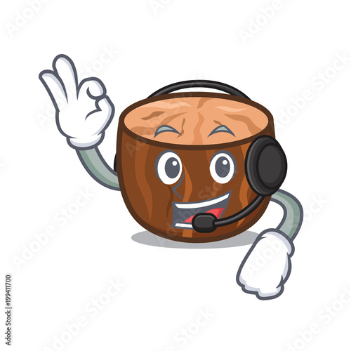 Headphone nutmeg mascot cartoon style