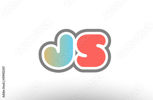orange pastel blue alphabet letter js j s logo combination icon design