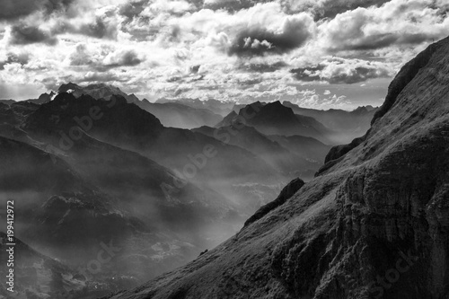 Dramatic weather change on the Swiss Alps hiking region, Churfirsten, Toggenburg