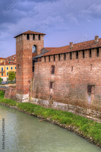 Verona, Italy - historic city center - Castello Castelvecchio Castle of the Della Scala family at the Adige river