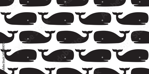 whale dolphin Seamless Pattern shark tail fin vector isolated repeat background wallpaper illustration