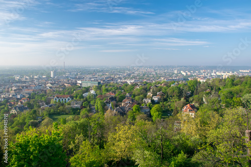 Scenic view of Kelenfold district from Gellert hill park, Budapest, Hungary © haidamac