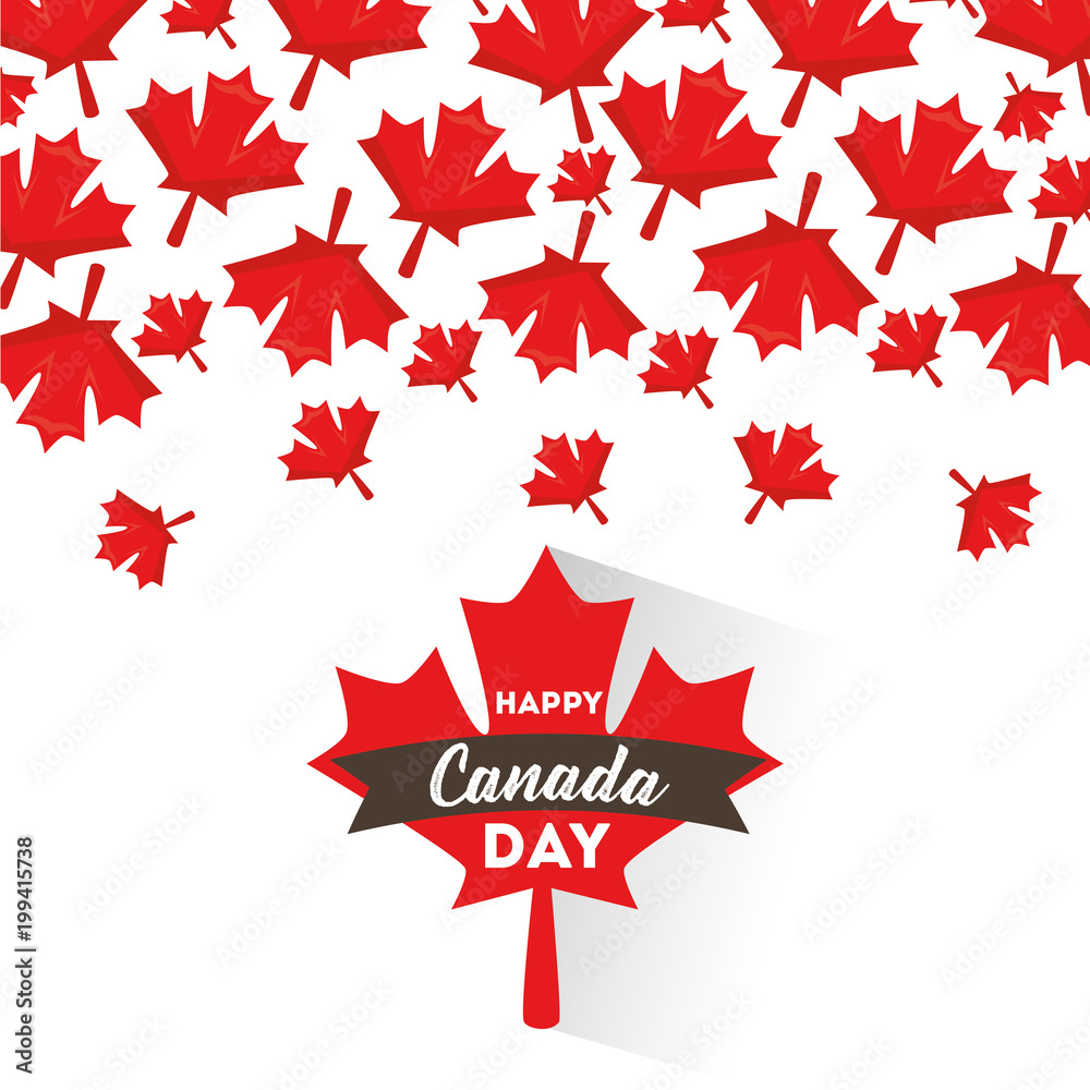 happy canada day maple leaves falling card vector illustration happy canada day maple leaves falling card vector illustration
