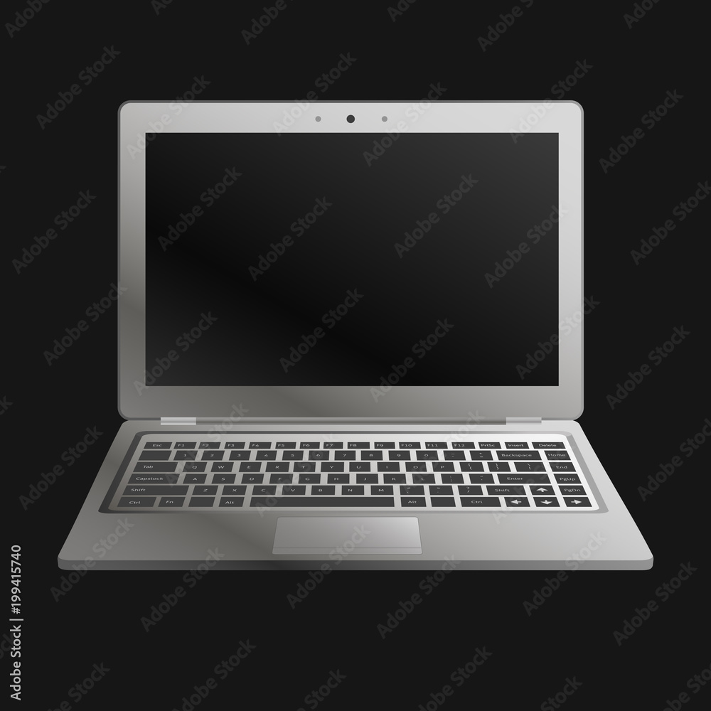 laptop flat mockup in front view. Minimal flat design for websites, business, marketing, and commercial. Portable computer icons on dark background. Isolated laptop with black buttons and dark screen. laptop flat mockup in front view. Minimal flat design for websites, business, marketing, and commercial. Portable computer icons on dark background. Isolated laptop with black buttons and dark screen.