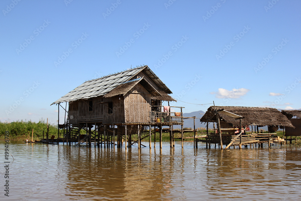 Floating fisherman's village on the Inle Lake, Myanmar