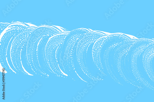 Natural soap texture. Admirable light blue foam trace background. Artistic powerful soap suds. Cleanliness, cleanness, purity concept. Vector illustration.