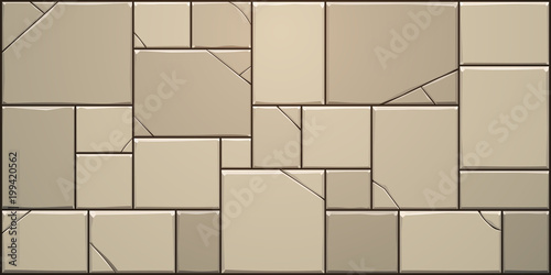 Cracked Stone Block Wall