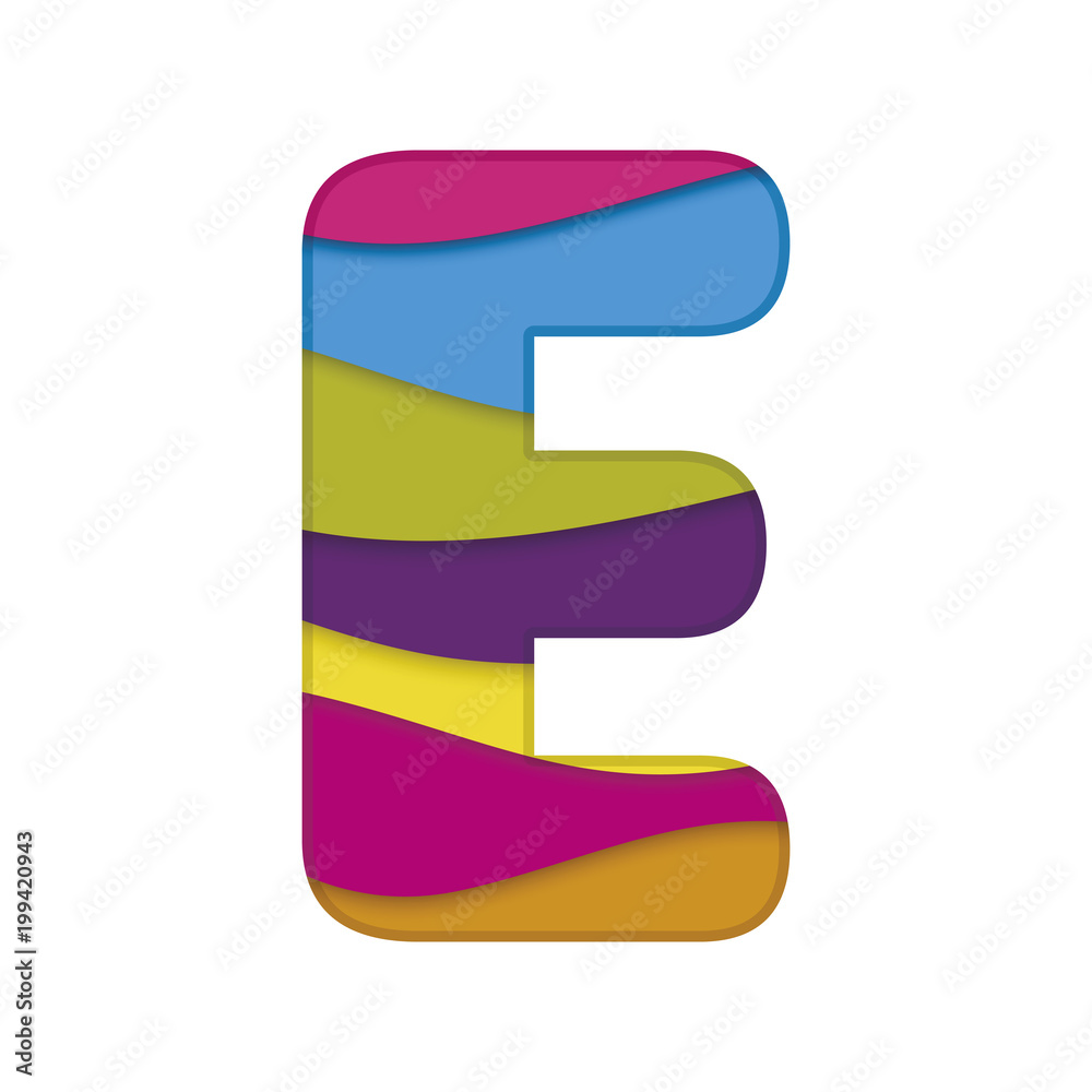 Letter E in paper cut style. Letter E in paper cut style.