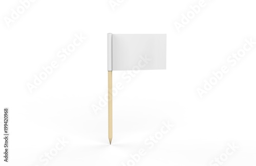Bild auf Leinwand Toothpick Flag Mockup On Isolated White Background, 3D Illustration