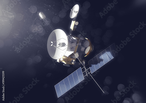 Fototapeta Naklejka Na Ścianę i Meble -  A space probe exploring the solar system. 3D illustration.