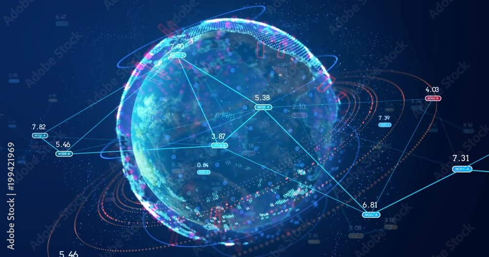 futuristic infographic of data connections and global network represent Big data concept and 

node base programming,4k seamless loop