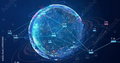 futuristic infographic of data connections and global network represent Big data concept and 

node base programming,4k seamless loop
