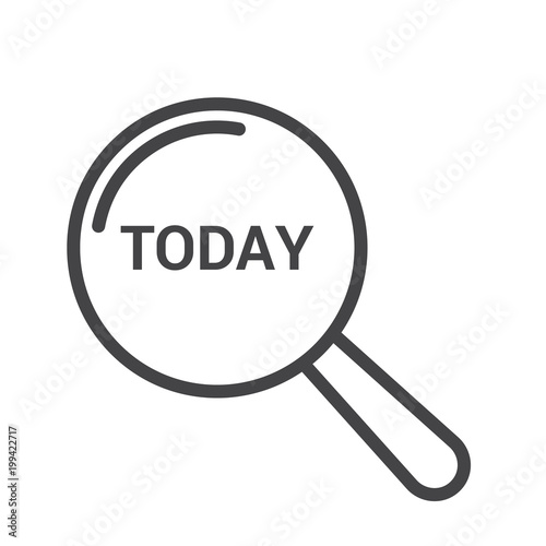 Timeline Concept: Magnifying Optical Glass With Words Today