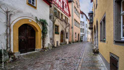 Fototapeta Naklejka Na Ścianę i Meble -  Typical Street and historical houses in Rothenburg ob der Tauber, Bayern