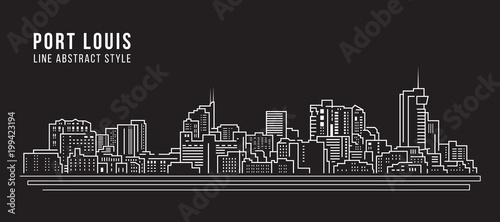 Cityscape Building Line art Vector Illustration design - Port Louis city