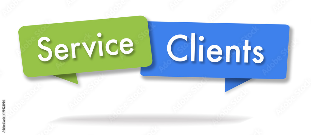 Customer service illustration in two colored bubbles Customer service illustration in two colored bubbles