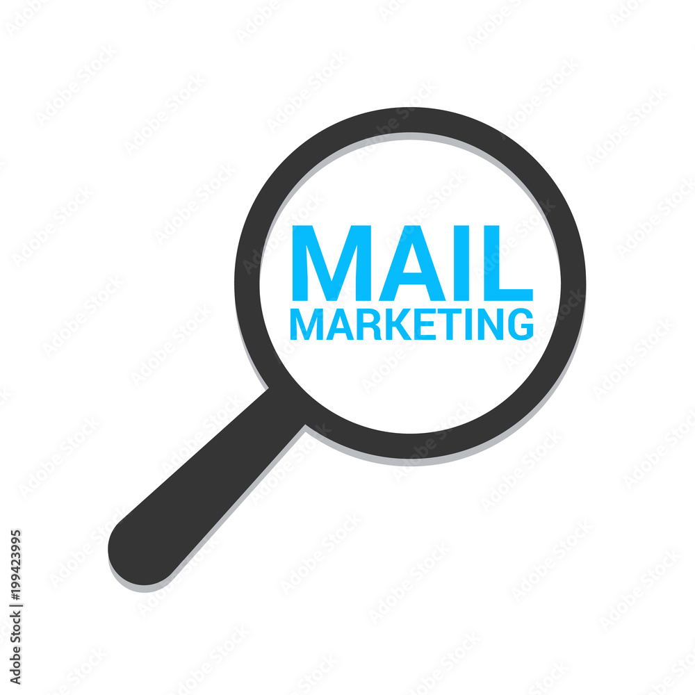 Marketing Concept: Magnifying Optical Glass With Words Mail Marketing Marketing Concept: Magnifying Optical Glass With Words Mail Marketing