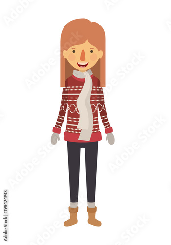 young woman with winter clothes and scarf