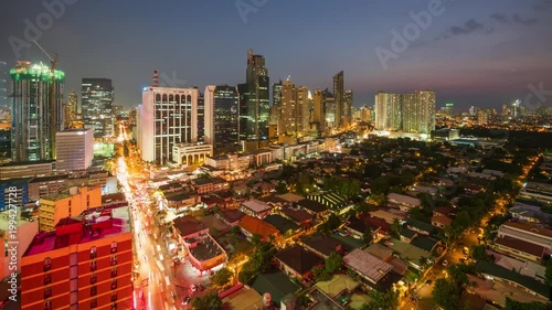 Manila, Philippinnes, Time Lapse View Looking Over Makati City at Twilight photo