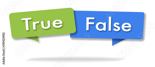 True and false illustration in two colored bubbles