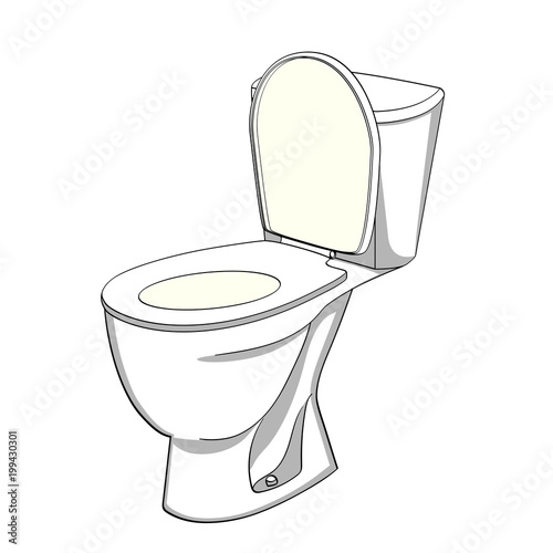 Object on white background flush toilet, WC. Color background.