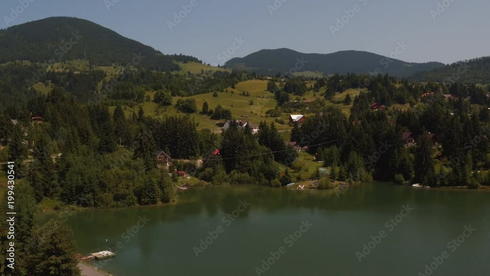 Aerial view of Colibita lake waterfront Aerial view of Colibita lake waterfront