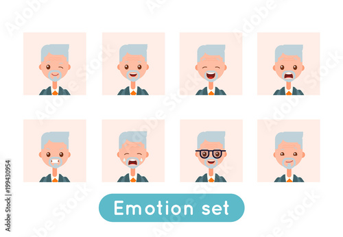 Avatar emotion set. Businessman