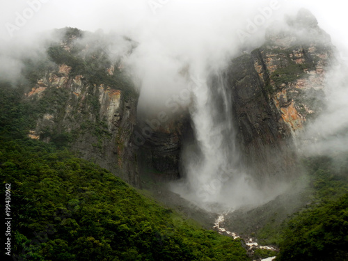 world's highest uninterrupted waterfall , Angel Falls  with a height of 979 m photo