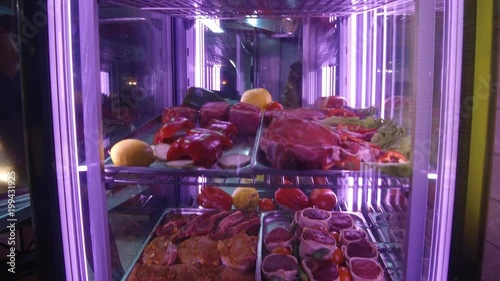 Meat in refrigerator display in Puerto del Carmen Lanzarote Spain