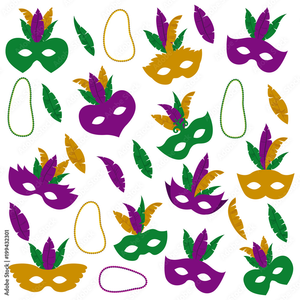 carnival mask with feathers and necklace carnival mask with feathers and necklace