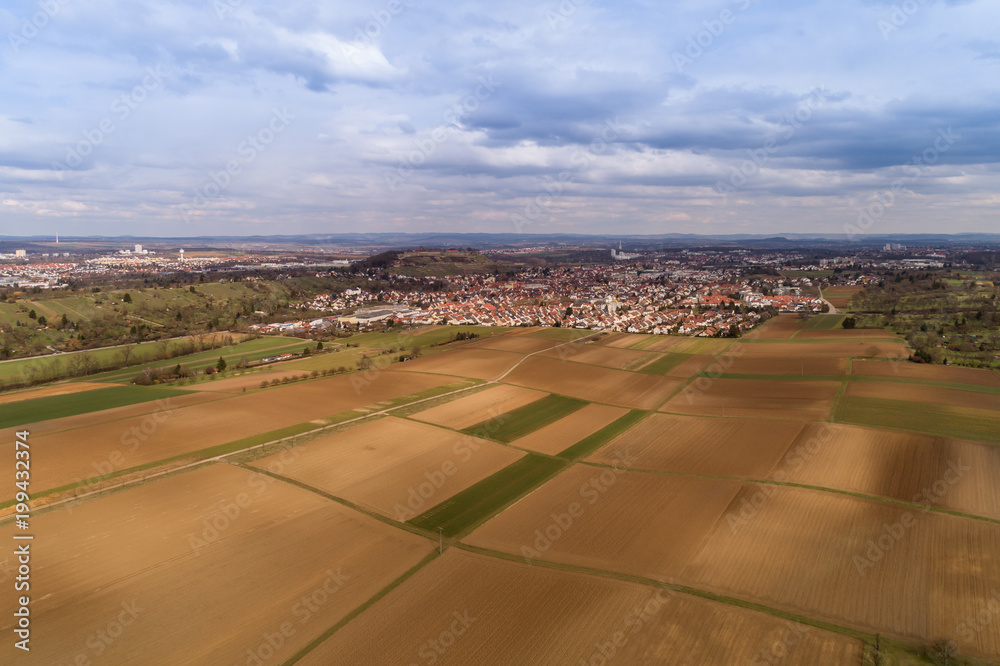 Luftbild Asperg mit Gefängnis auf dem Hohen Asperg