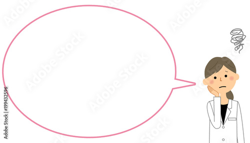 困る白衣の女性　ふきだし