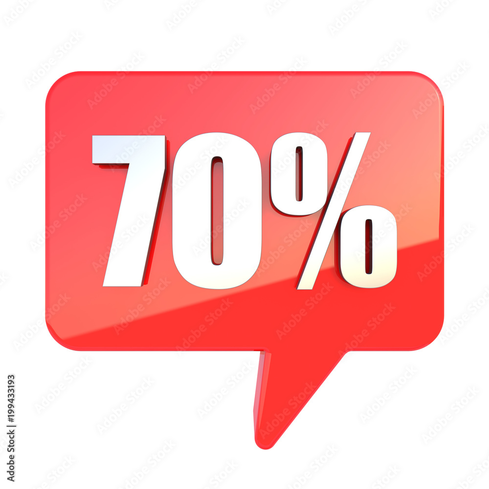 70 percent off sign on glossy red rectangle bubble isolated on white background 70 percent off sign on glossy red rectangle bubble isolated on white background