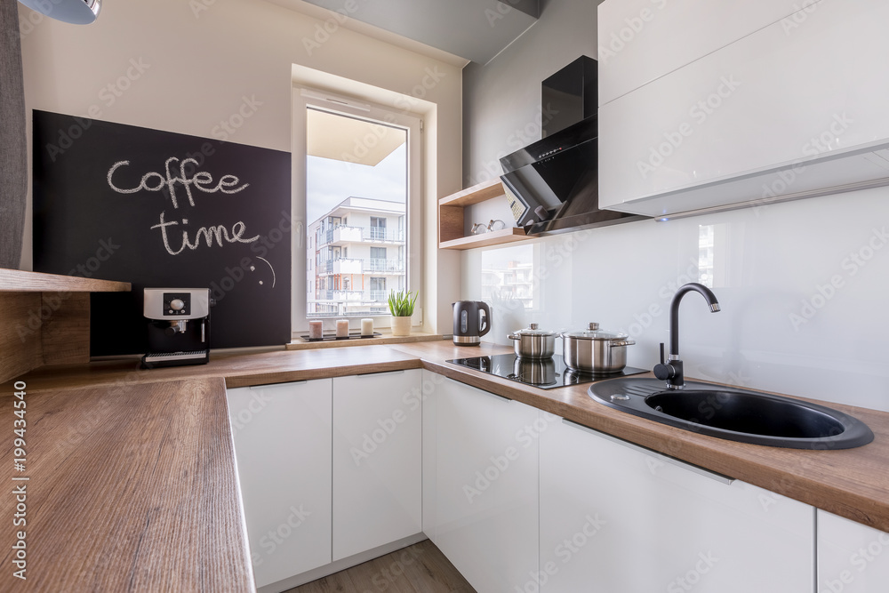 Kitchen with wooden wokrtop Kitchen with wooden wokrtop