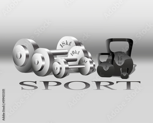 Sport equipment Vector. Fitness Weights. gray backgrounds