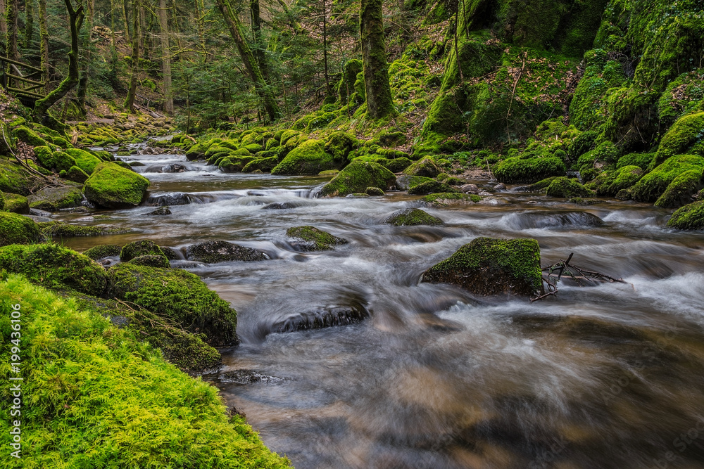 Waterfalls in Geroldsau, Schwarzwald, Black Forest, Germany, Baden-Württemberg April 2018