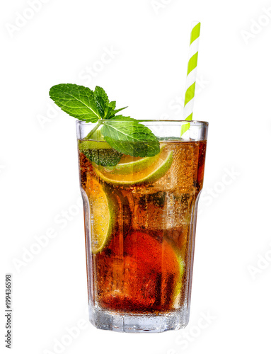cuba libre and white background  photo