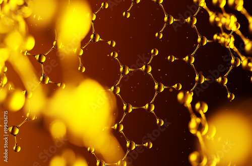 3d illustration of molecule compound of hydrogen and carbon. Atom Benzil for hemistry background. 3d illustration. photo