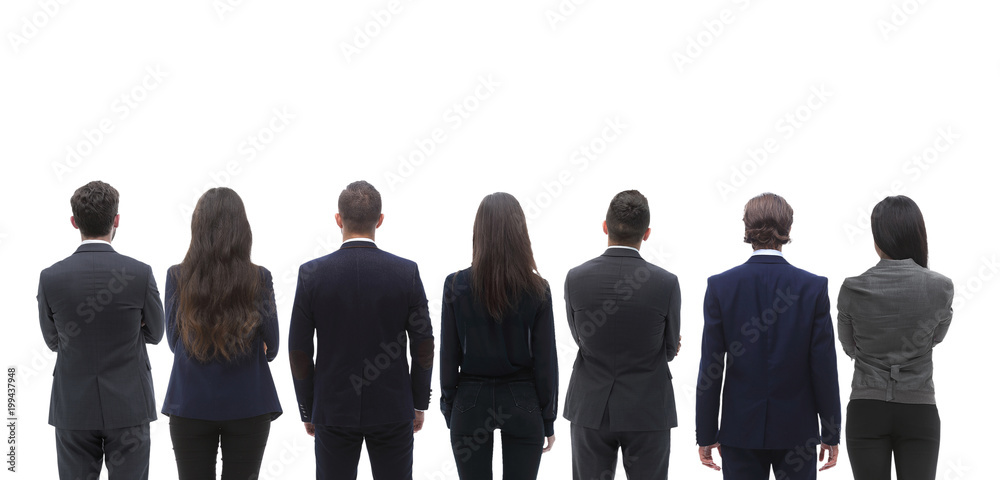 Obraz premium Back view group of business people. Rear view. Isolated over white background.