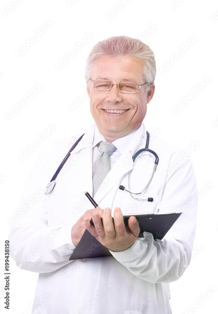 Portrait of confident medical doctor on white background Portrait of confident medical doctor on white background