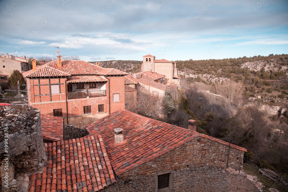View of Typical Roofs and Chimneys of the Village of Calatañazor, Spain