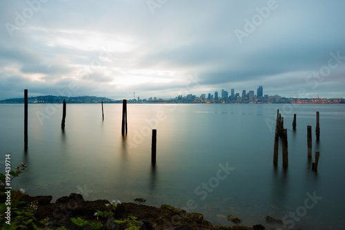 Puget Sound and city skyline of Seattle in the mist of the early morning, Washington State, USA © Jose Luis Stephens