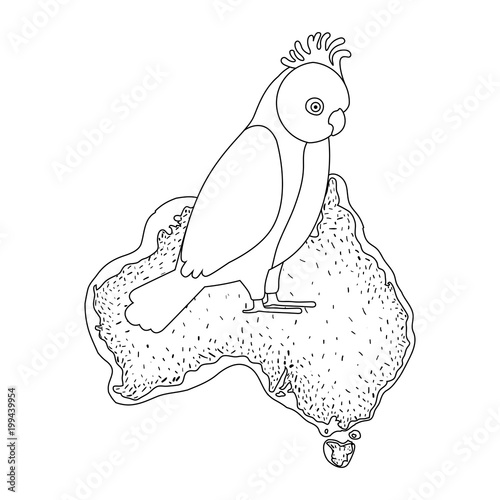 gang gang cockatoo bird over australian map