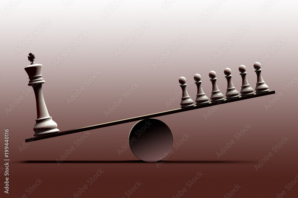 Φωτογραφία 3D rendering of a onceptual representation of social inequality and the imbalanc