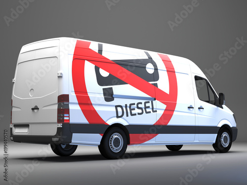 Diesel driving ban sign on transporter with german text photo