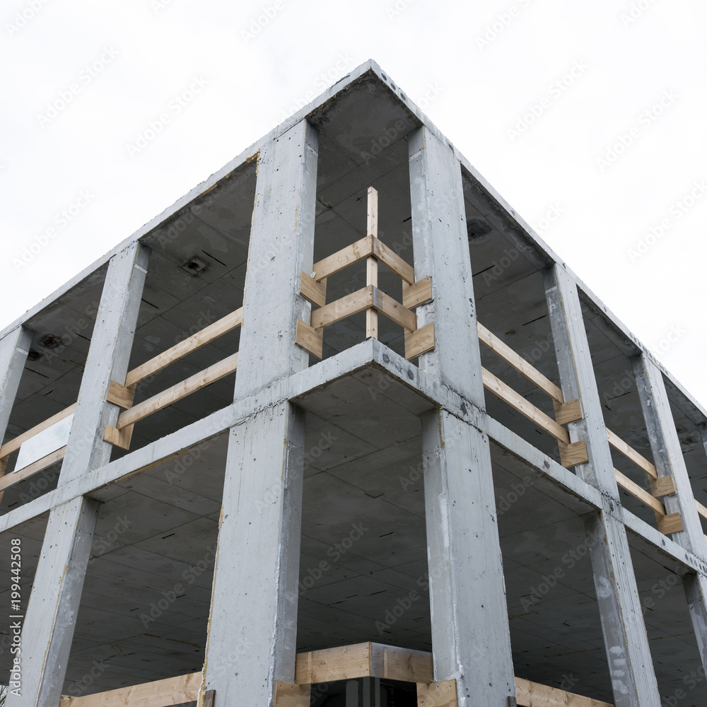 Obraz premium part of concrete construction building site with safety barrier